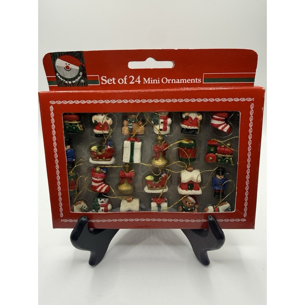 VTG Kurt Adler Mini Ornaments Set Of 24 Santa's World Advent NOS Christmas